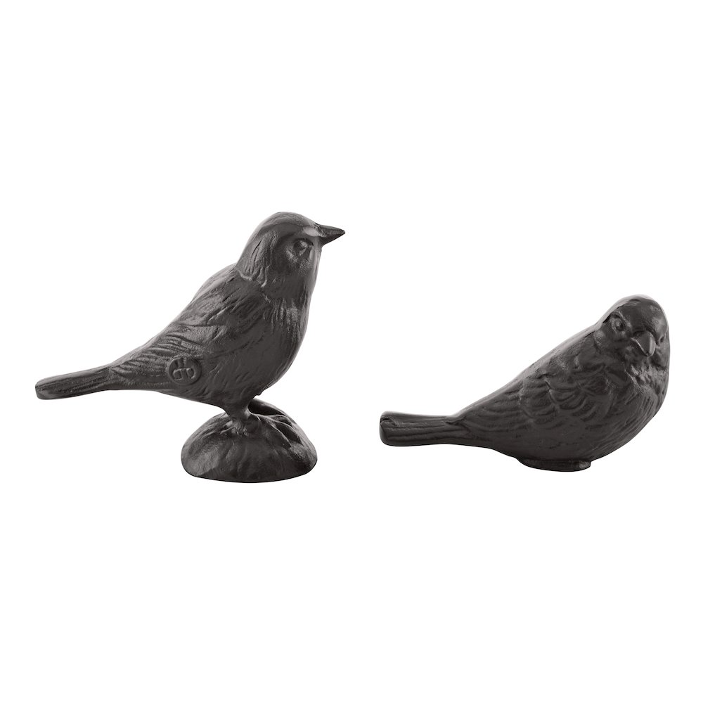 Brown Cast Iron Set of 2 Bird Sculptures - Tabletop Decorative Paperweights. Picture 8