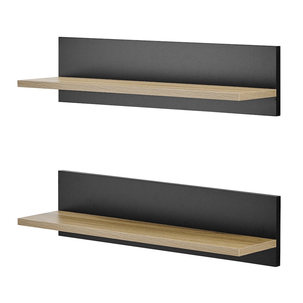 Repose Display Photo Ledge Shelf Set of 2 - Black/Chestnut. Picture 12