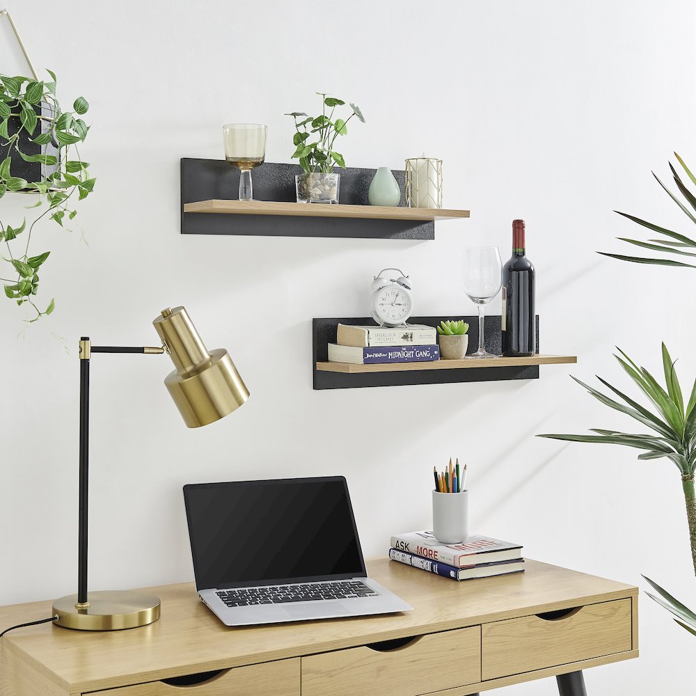 Repose Display Photo Ledge Shelf Set of 2 - Black/Chestnut. Picture 5