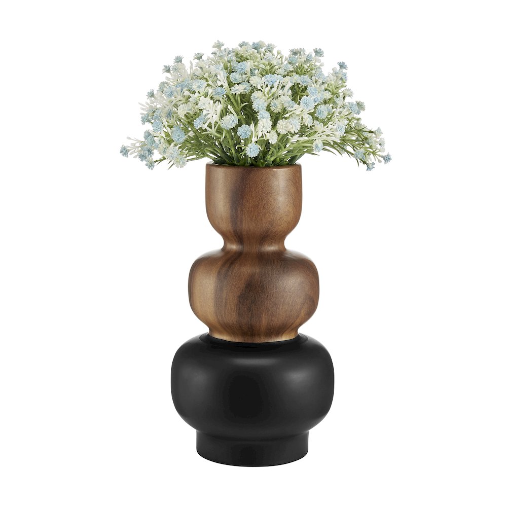 Milo Trinnet Three Tiered Two Tone Tabletop Vase - Black and Walnut - Small. Picture 8