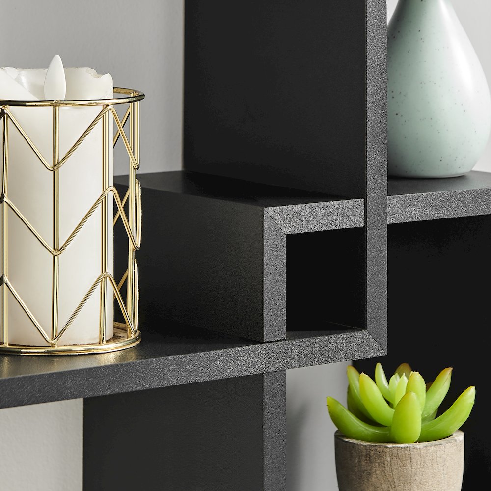 Blocchetto Intersecting Cubes Wall Shelf - Horizontal/Vertical - Black. Picture 8