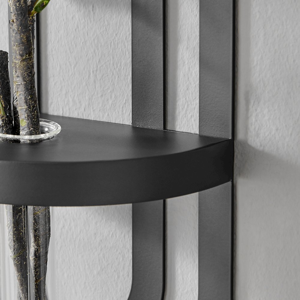 Jacob Modern Black Metal Double Oval Frame Clear Glass Wall Mounted Vase. Picture 7