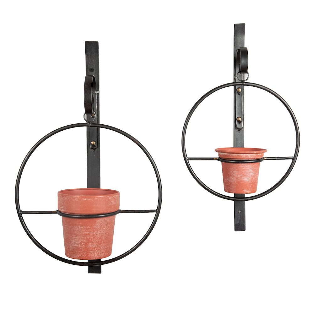 Tivoli 2-Piece Metal Hanging Planter Set. Picture 1