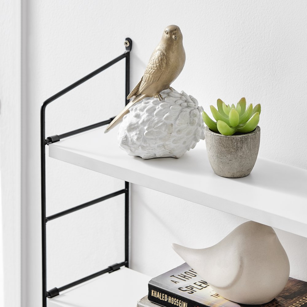 Severini Floating Bracket Farmhouse Two-Tier Wall Shelf - Black/White. Picture 5