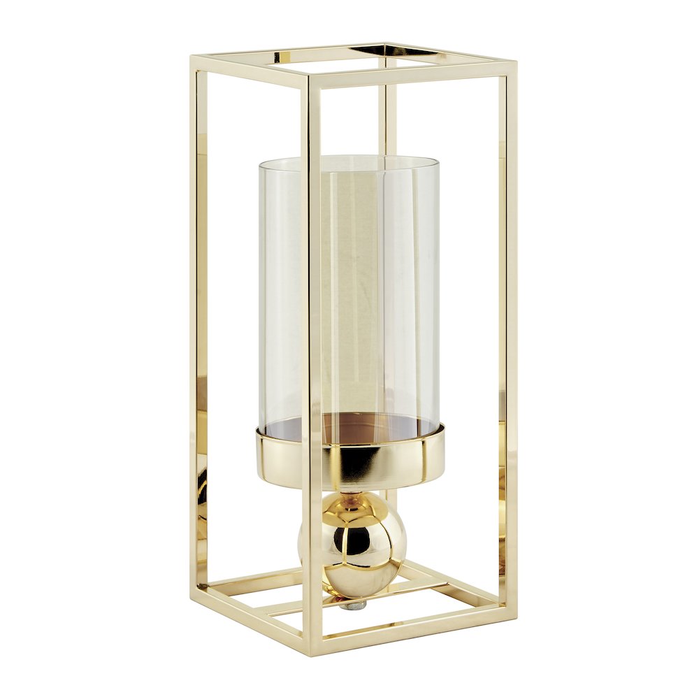 Luna Warm Gold Tinted Glass Large Hurricane Candle Holder. Picture 10