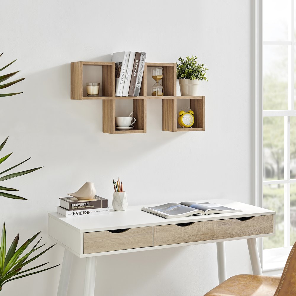 Cubby Chessboard Wall Shelf – Horizontal or Vertical - Chestnut. Picture 4
