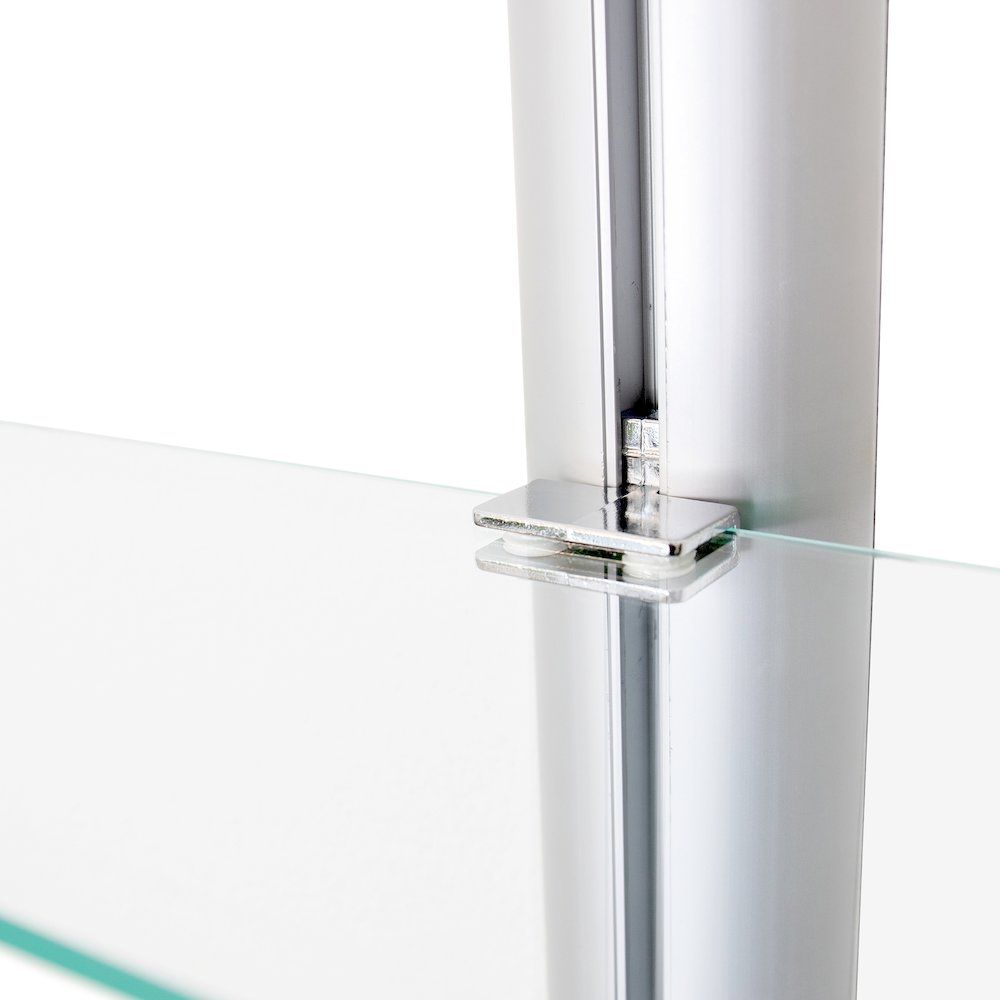 Bathroom Wall-Mount 3-Tier Adjustable Glass Wall Shelves on Aluminum Bars. Picture 8