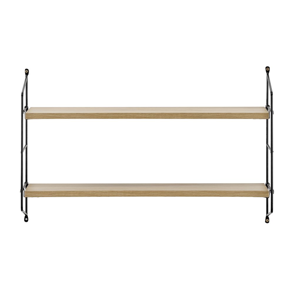 Severini Floating Bracket Farmhouse Two-Tier Wall Shelf - Black/Chestnut. Picture 1