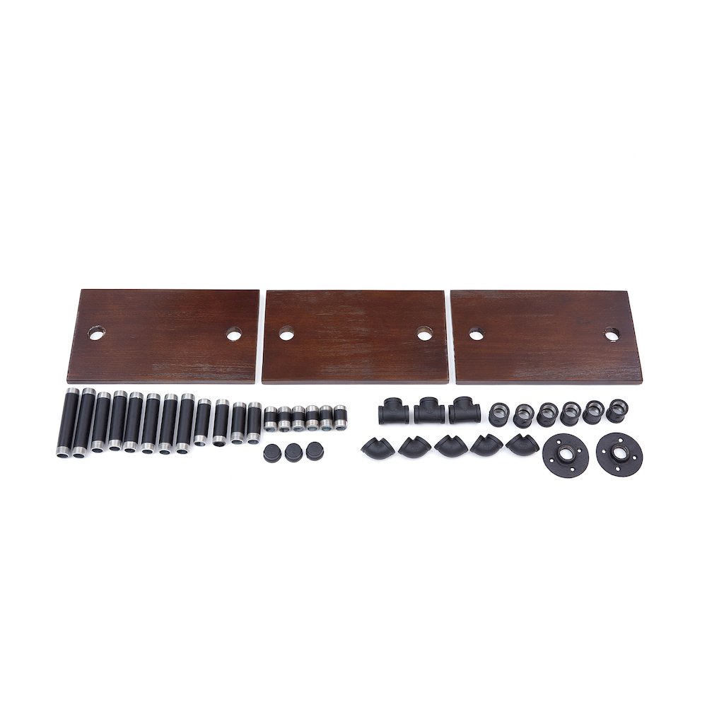 3-Tier Staggered Industrial Rustic Pipe Shelving Unit - Wall Mount. Picture 6