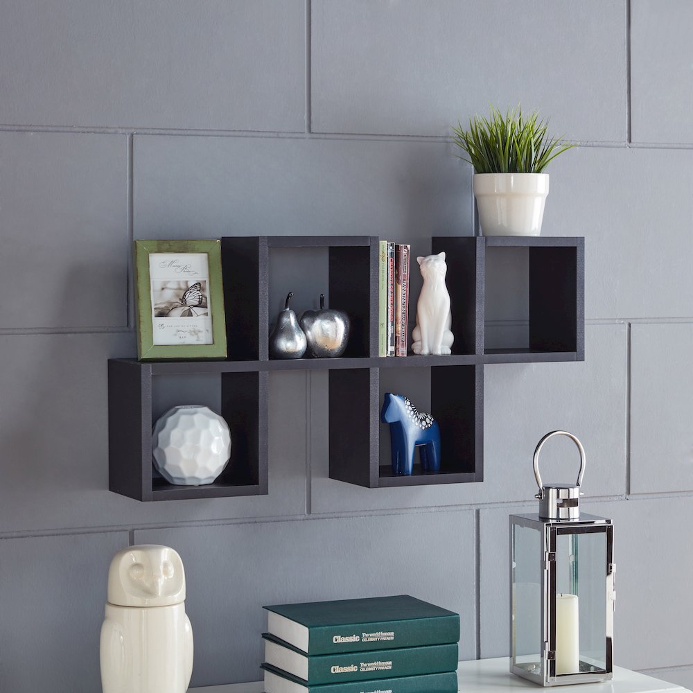 Cubby Chessboard Wall Shelf – Black. Picture 6