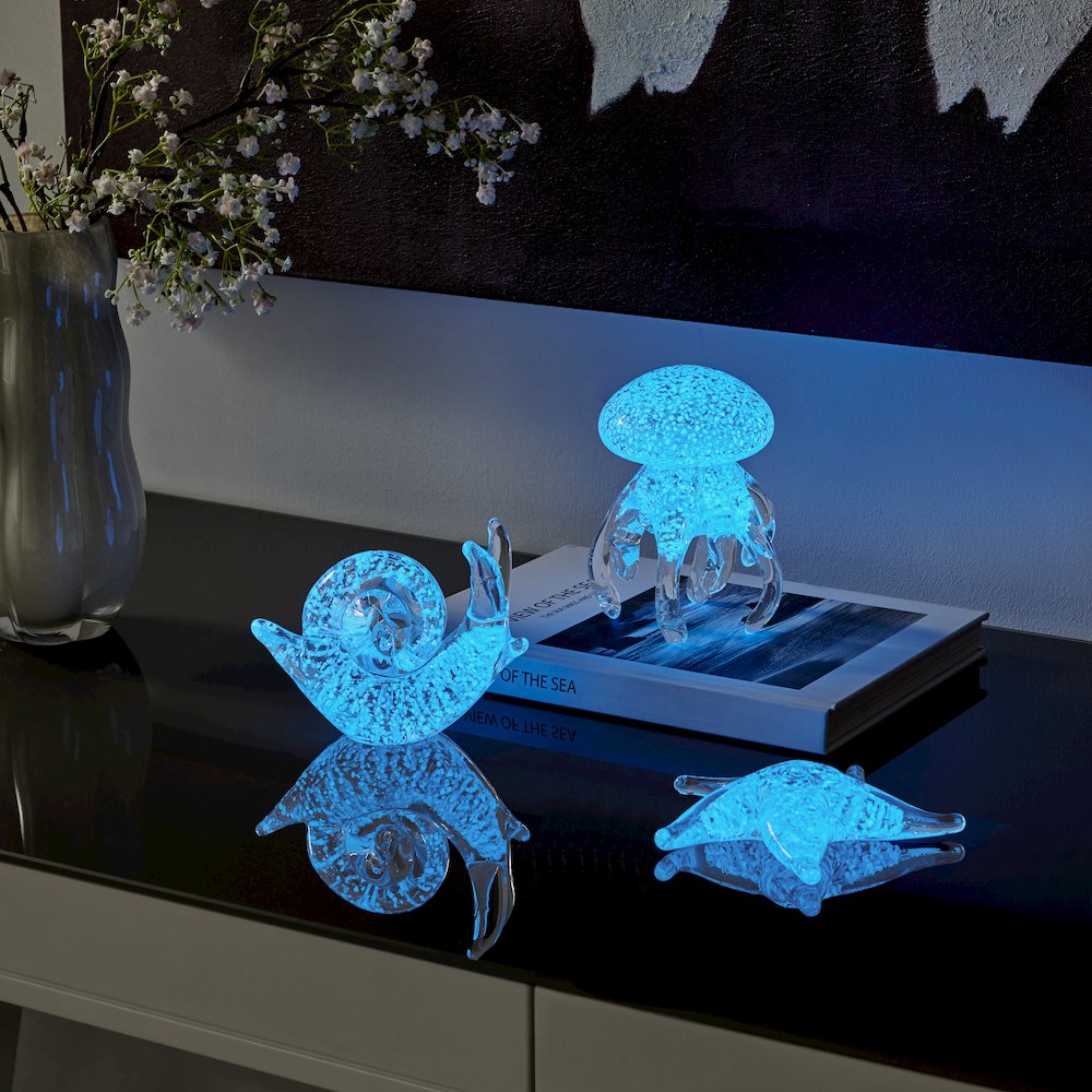 Lorelei Glow-in-the-Dark Decorative Glass Sculpture Nautical Figure - Jellyfish. Picture 8