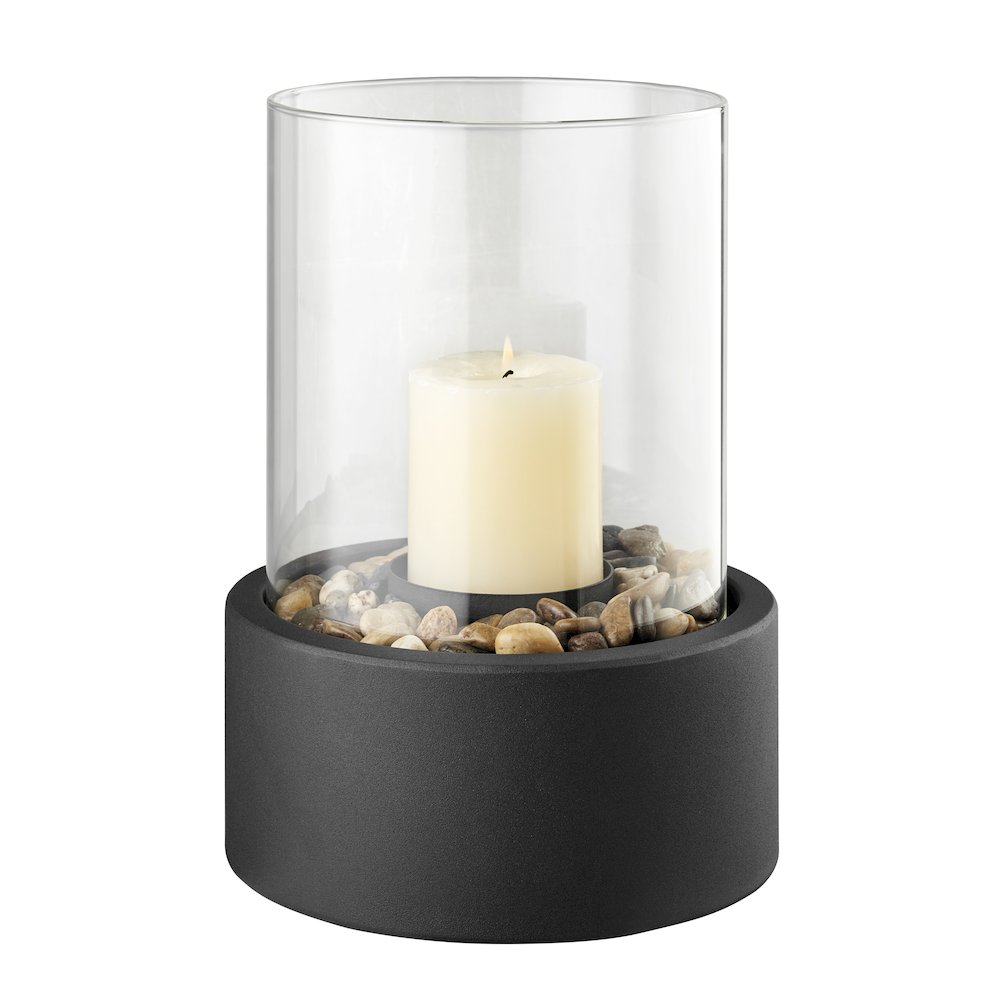 Tabletop Pillar Hurricane Candleholder with Decorative Pebbles - Small. Picture 2