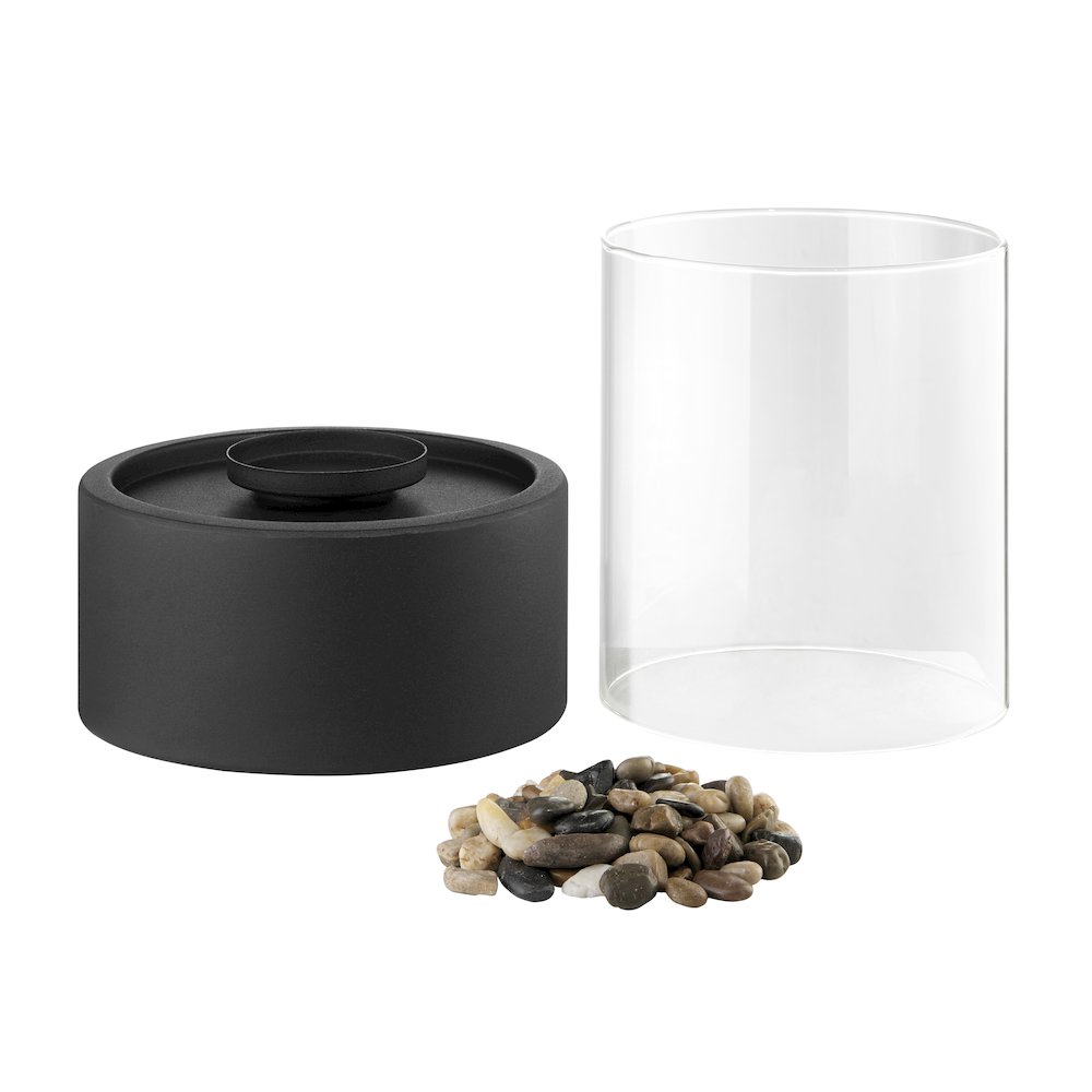 Tabletop Pillar Hurricane Candleholder with Decorative Pebbles - Small. Picture 10