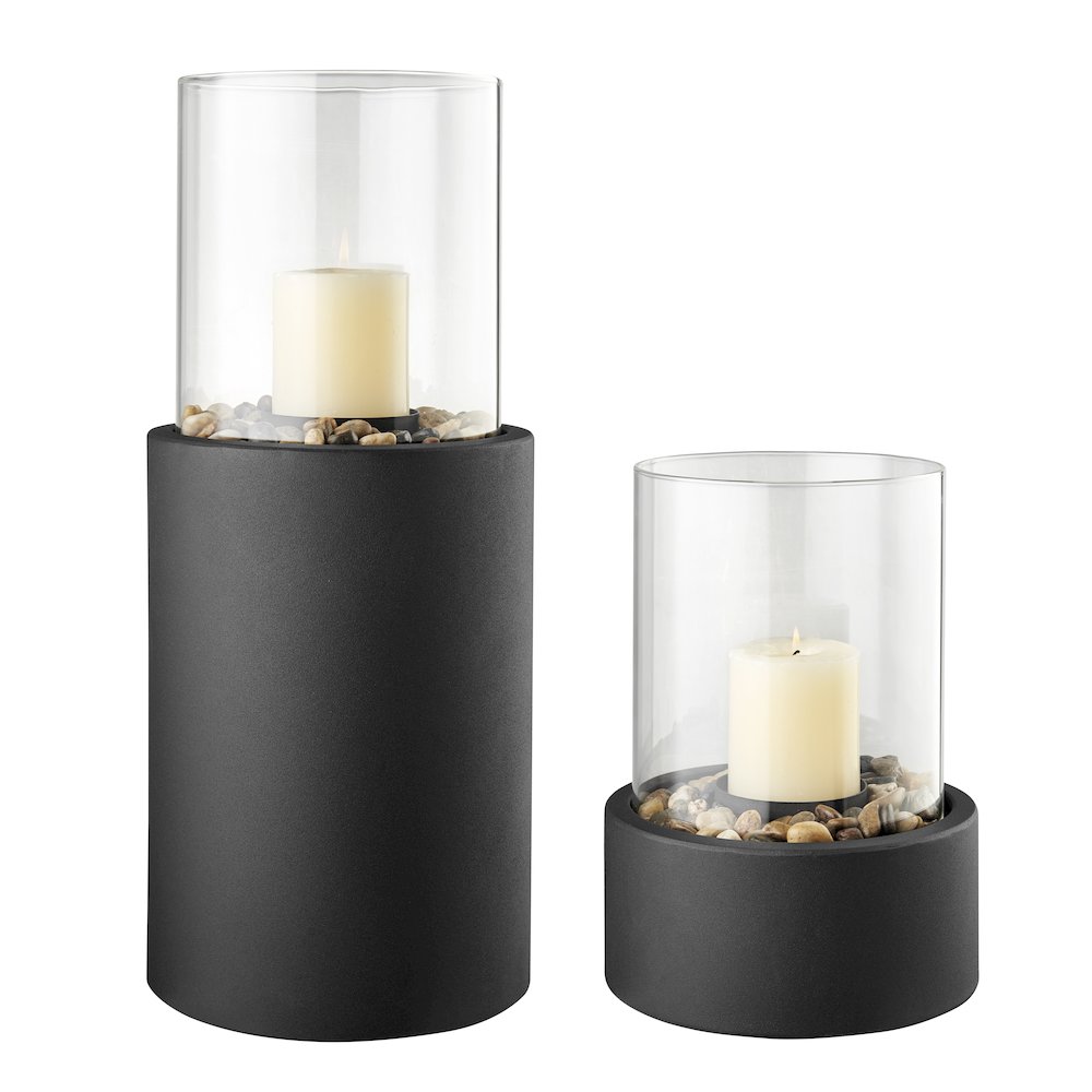 Tabletop Pillar Hurricane Candleholder with Decorative Pebbles - Large. Picture 8