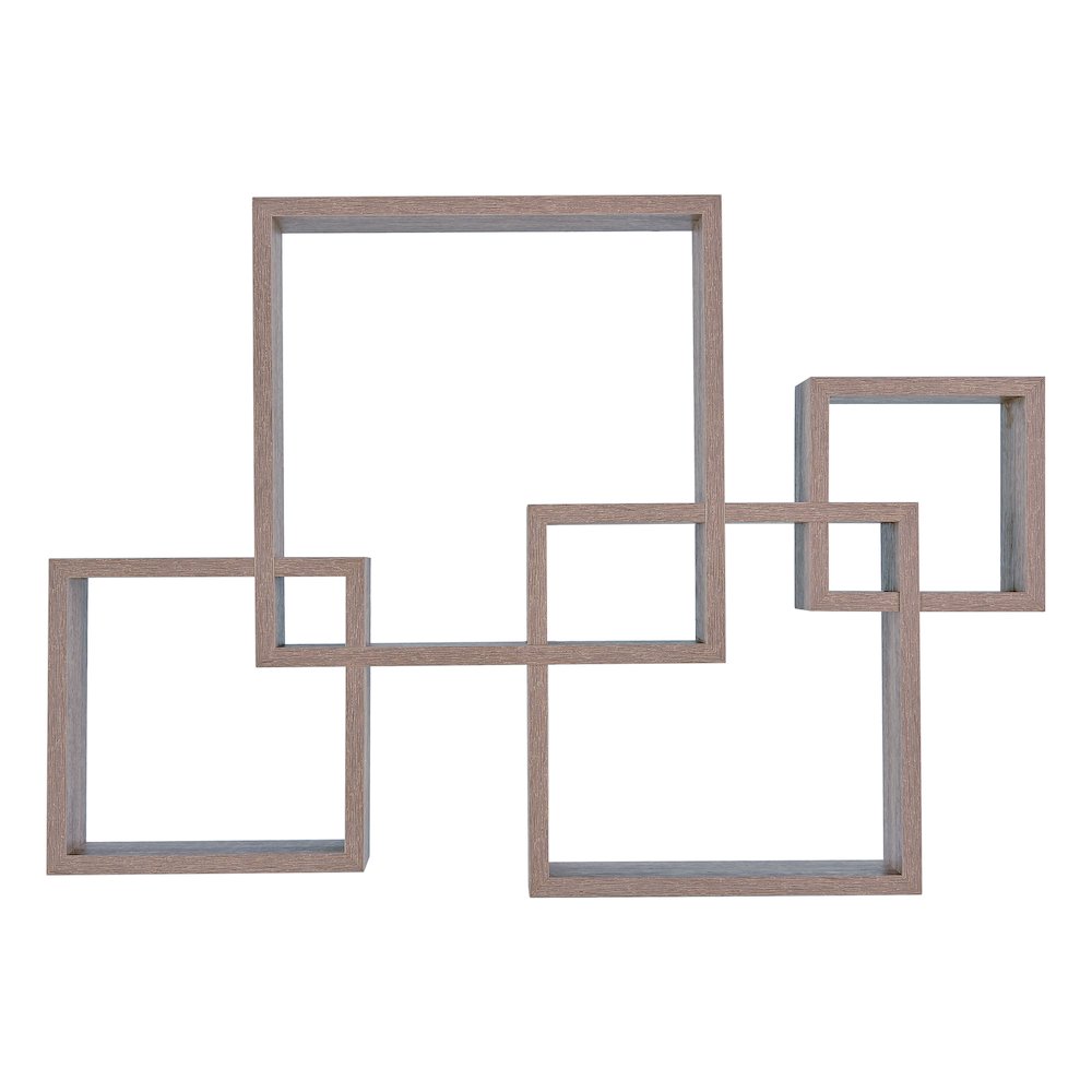 Intersecting Cube Shelves - Weathered Oak. Picture 1