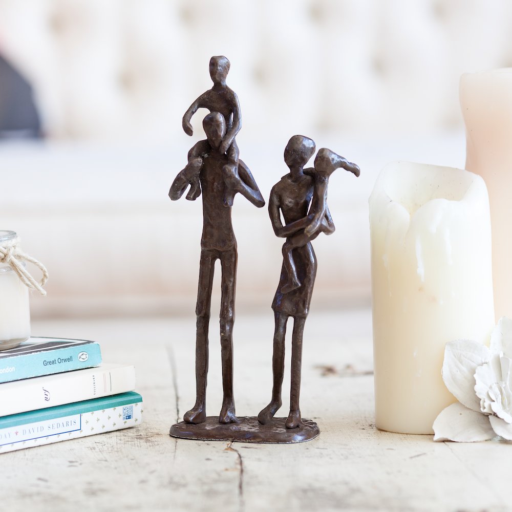 Parents Carrying Children Bronze Sculpture. Picture 2