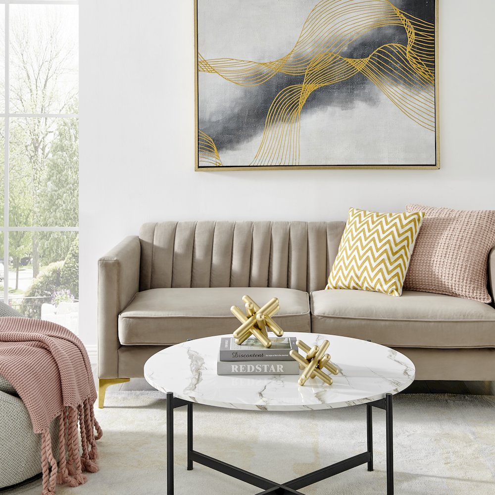 Small and Medium Abstract Gold Textured Metal Sculptures - Set of 2. Picture 2