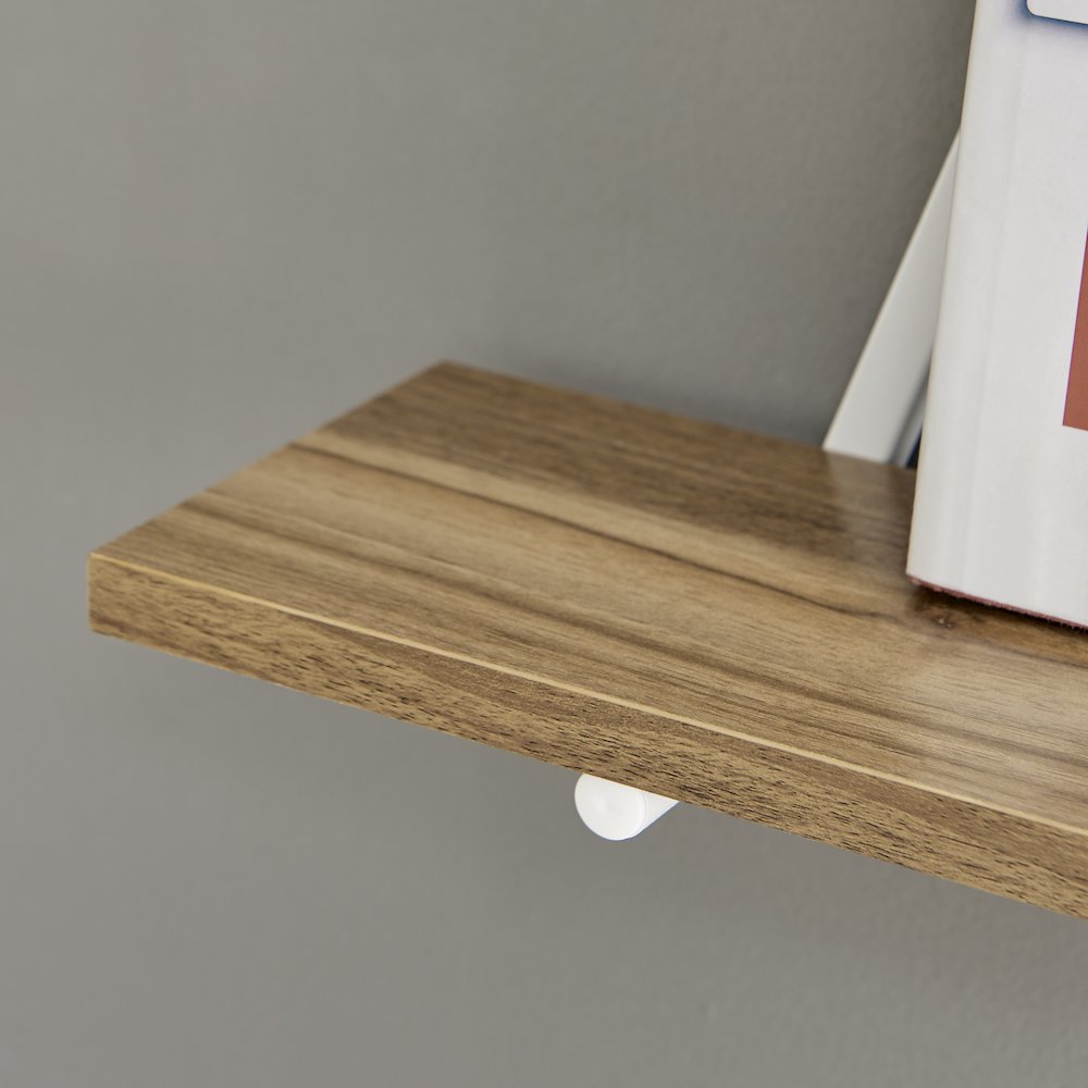 Triangle Accent Wall Shelf Reversible Configuration - White Metal Walnut Finish. Picture 10