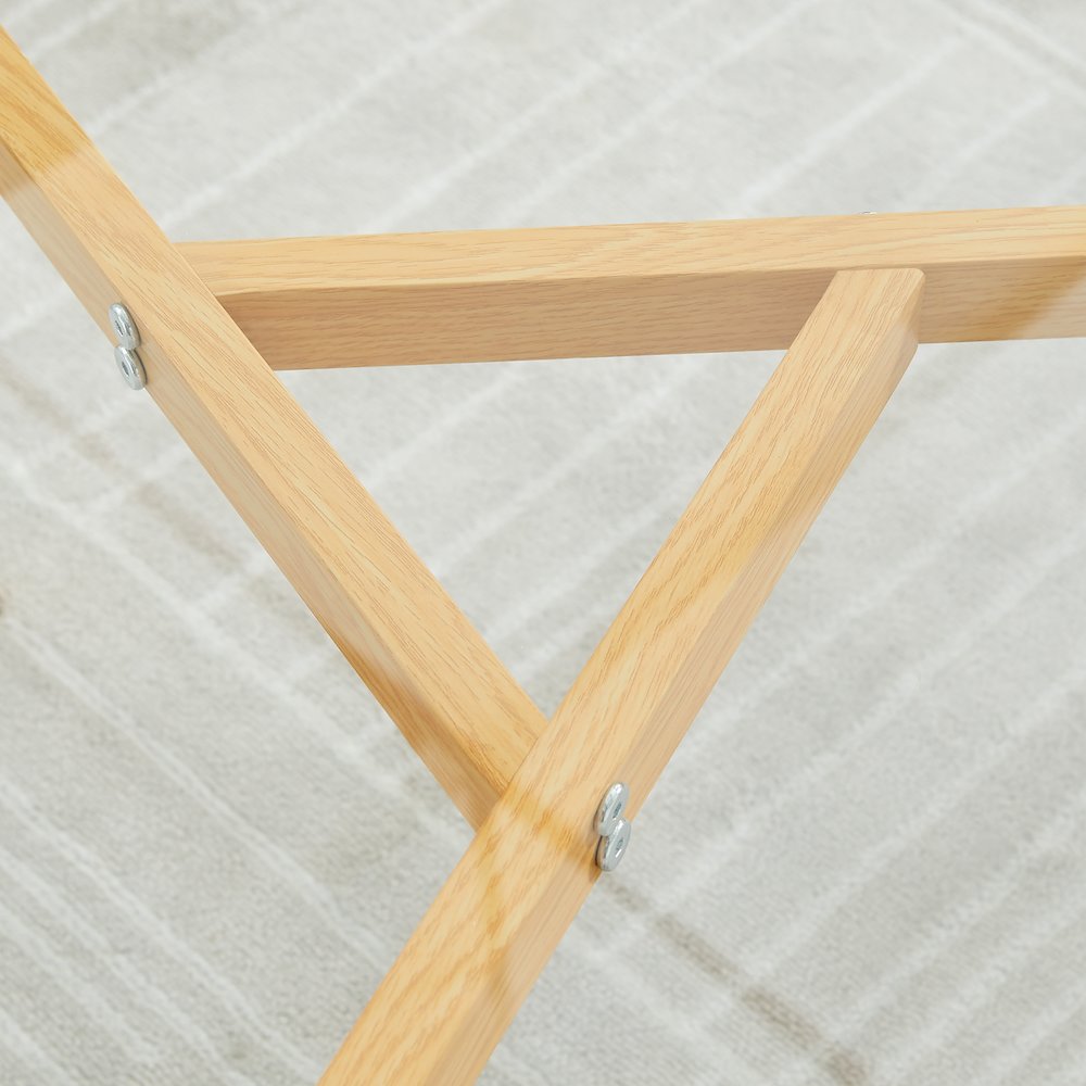 Van Beuren Coffee Side Table Set Metal Taper Legs Clear Glass Tabletop - Beech. Picture 10