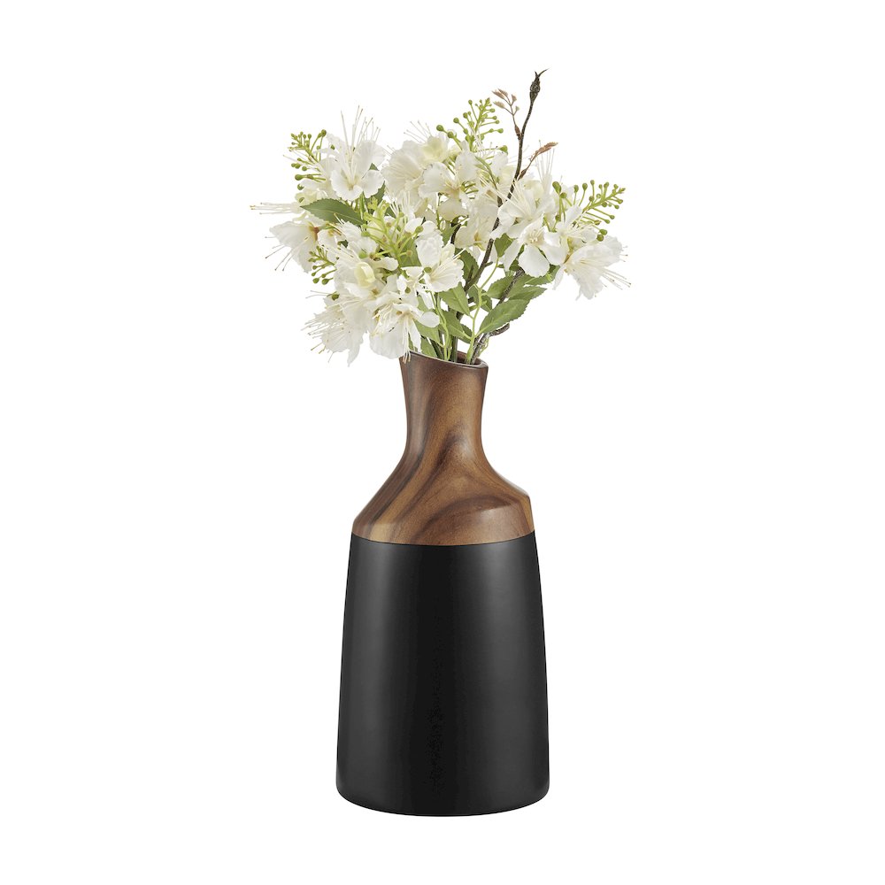 Milo Kande Carafe Modern Two Tone Tabletop Vase - Black and Walnut - Large. Picture 8