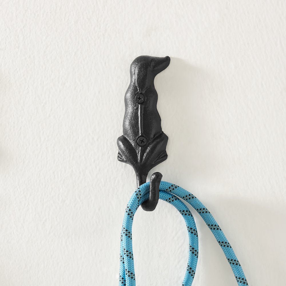4 PC Black Iron Dog Decorative Wall Sculpture Figure Utility Hook Set. Picture 2