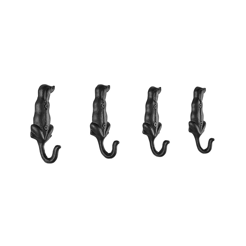 4 PC Black Iron Dog Decorative Wall Sculpture Figure Utility Hook Set. Picture 6