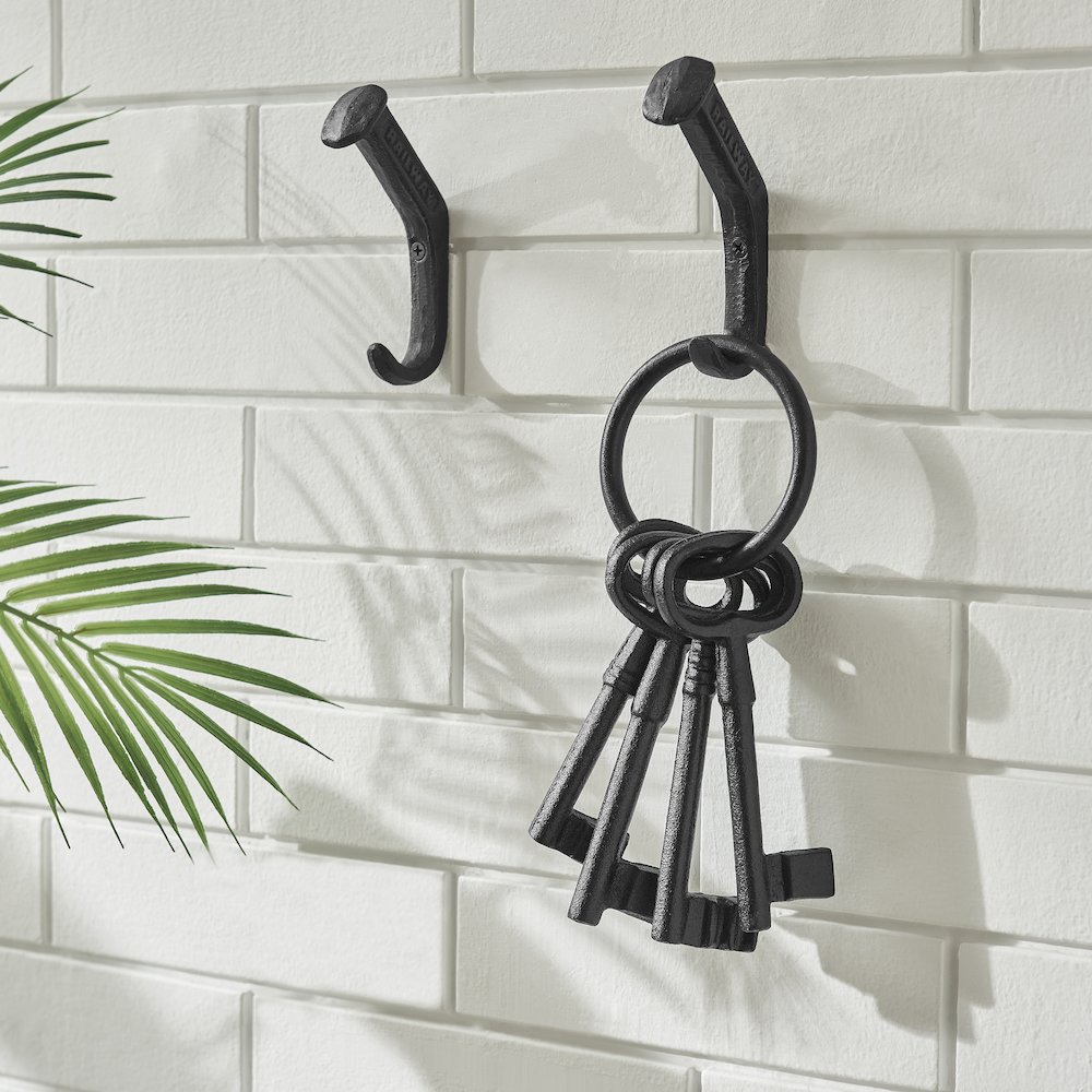 Black Decorative Cast Iron Keys on Ring Sculpture. Picture 2