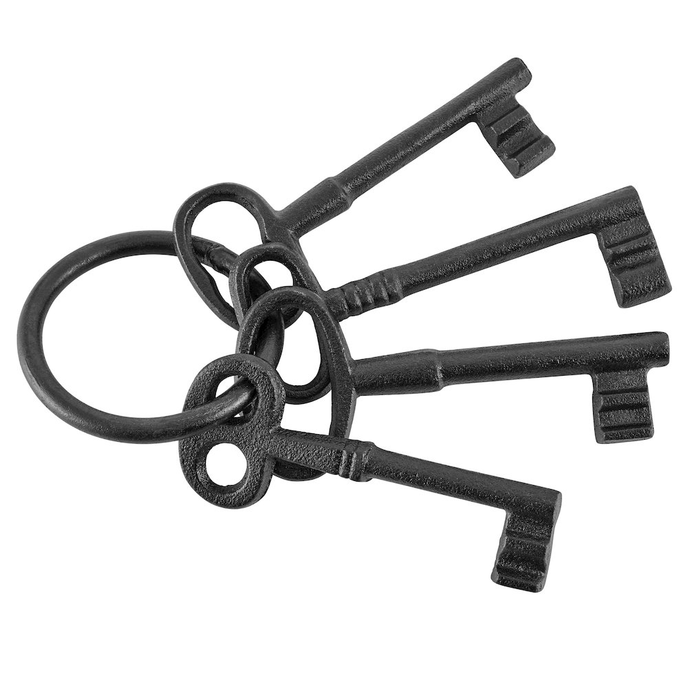 Black Decorative Cast Iron Keys on Ring Sculpture. Picture 7