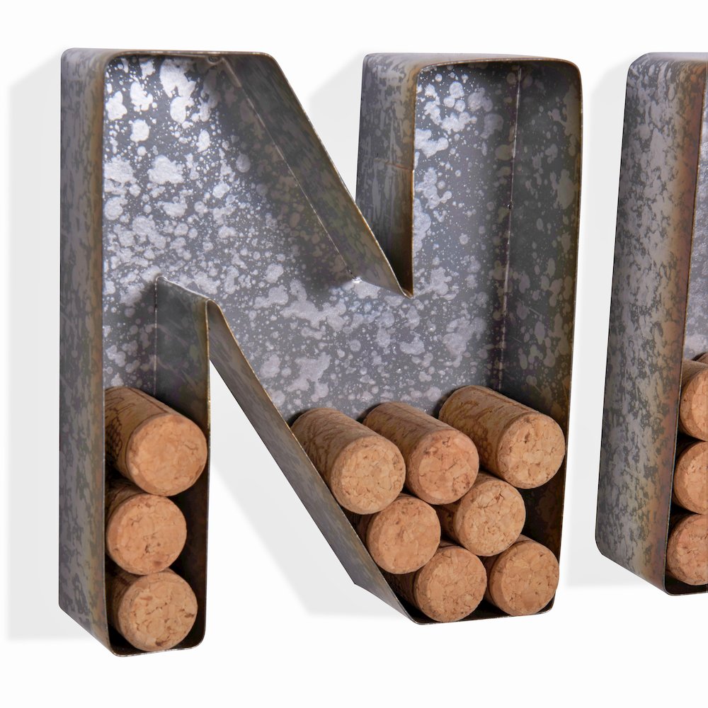 Wall Mount "WINE" Letter Set Cork Holder - Galvanized Sheet Metal. Picture 5