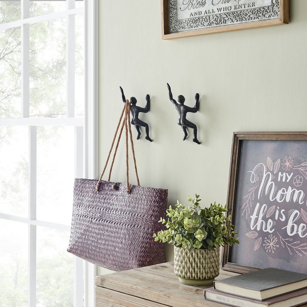 "Wall Climber" Cast Iron Decorative Black Wall Mount Hook (Set of 2). Picture 4