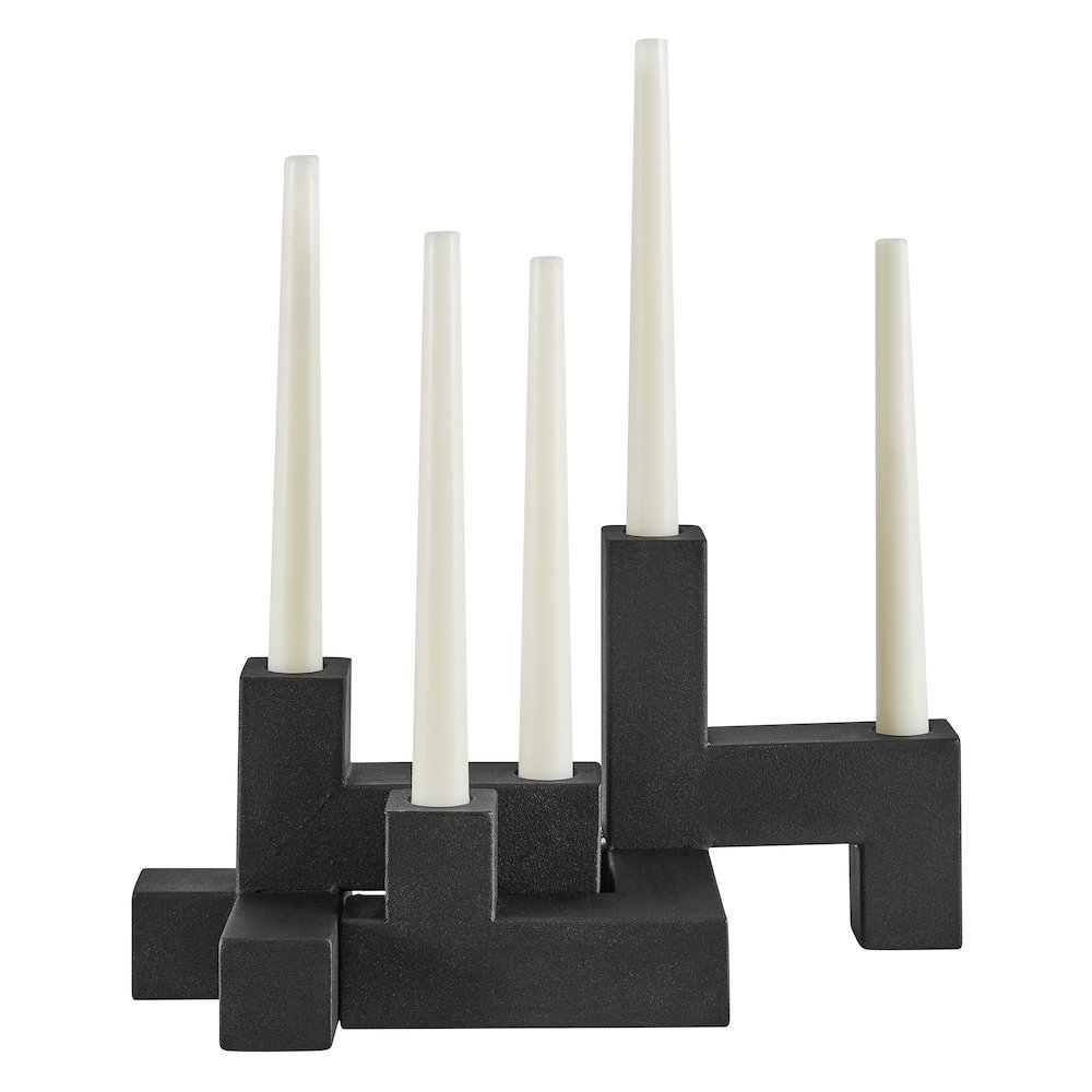 Contemporary Black Metal 2-Piece Stacking Candelabra Taper Candle Holder Set. Picture 10