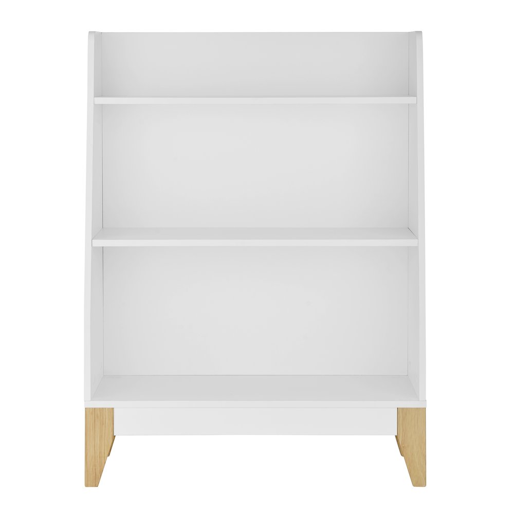 Steiner White 3-Tier Kids Freestanding Bookshelf - Contrasting Wood-Toned Legs. Picture 1