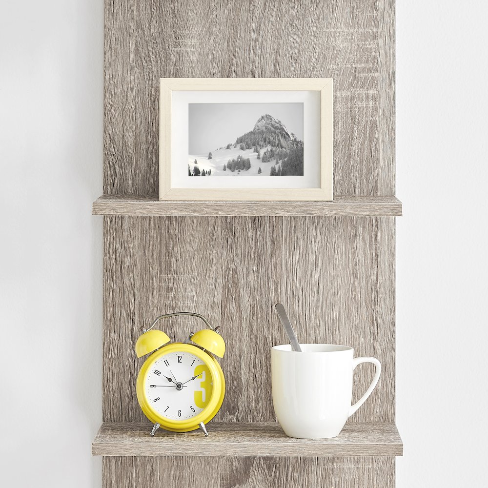 Weathered Oak Finish Wide Column Wall Shelf. Picture 7