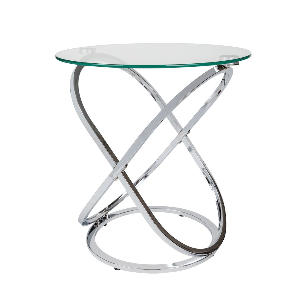 Galaxy Chrome and Tempered Glass Round End Table. Picture 1
