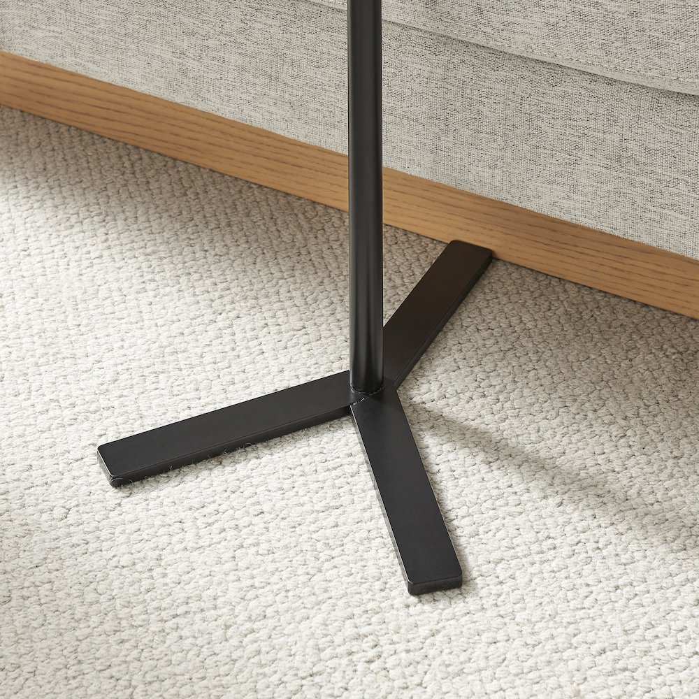 Carter Oval Teardrop Couch-Side Accent C-Table Y-Shape Leg - Natural Brown/Black. Picture 8