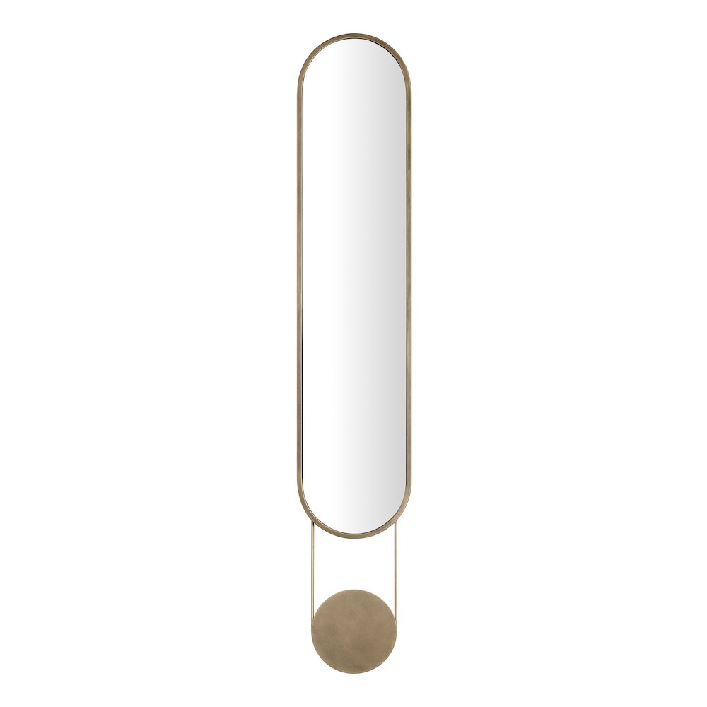 Mid-century Modern Antique Brass Oval Hanging Decorative Wall Mirror. Picture 9