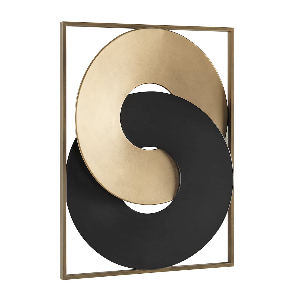 Gold and Black Intersecting Rings Mid-Century Modern Metal Wall Art. Picture 6
