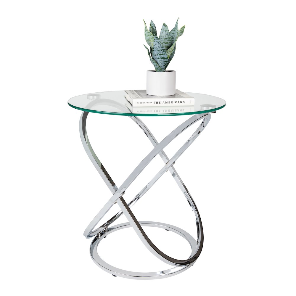 Galaxy Chrome and Tempered Glass Round End Table. Picture 9