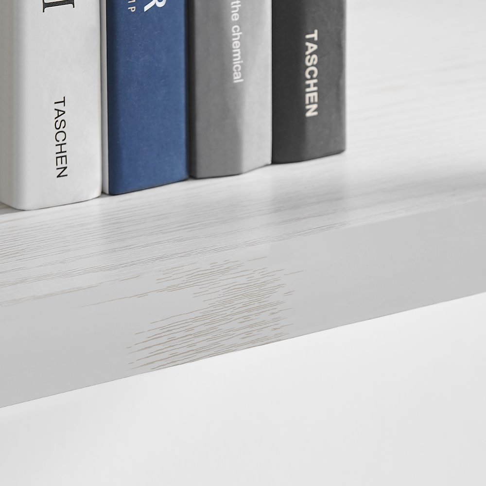 Modern 2-Tier Hanging Bracket Wall Shelves in Black Metal and White Birch Finish. Picture 12
