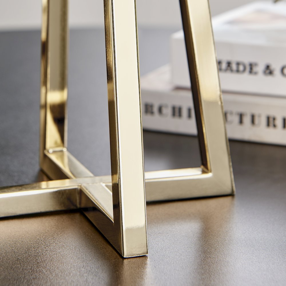 Maeve Tinted Glass Warm Gold Pedestal Hurricane Candle Holders - Set of 2. Picture 6