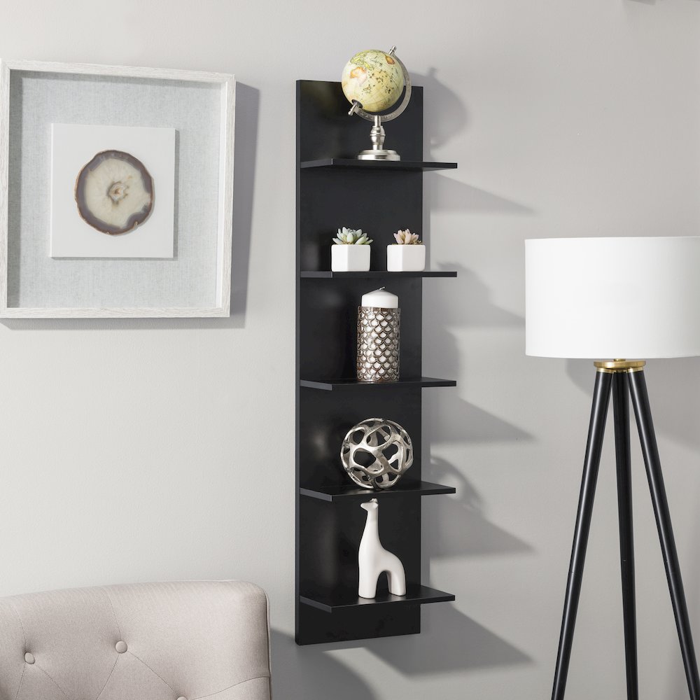 Black Grain Finish Wide Column Wall Shelf. Picture 6