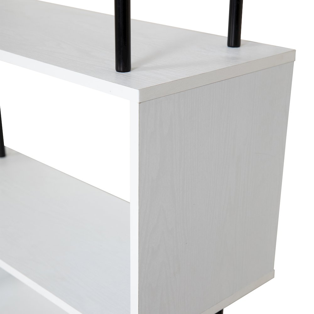 Breuer 5-Tier White S-Shaped Bookcase with Black Hardware Accents. Picture 13