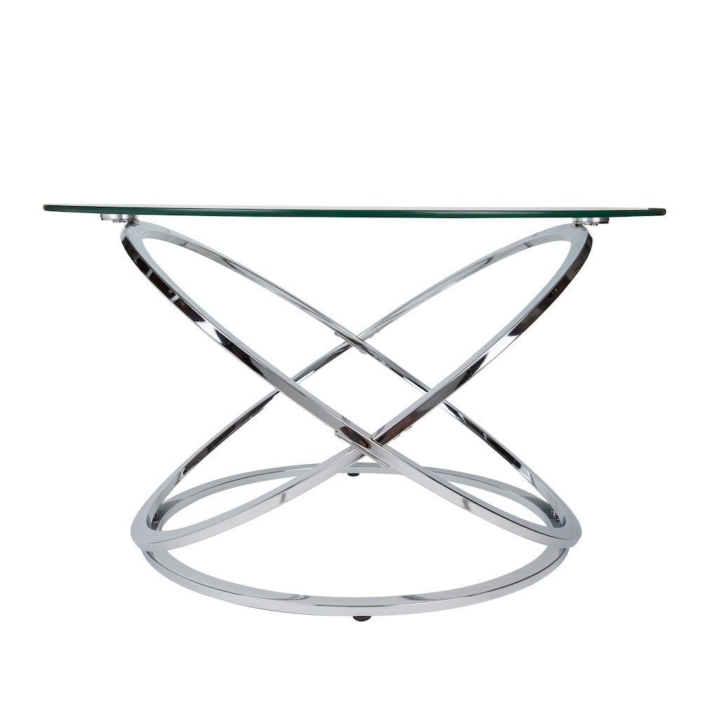 Galaxy Chrome and Tempered Glass Round Coffee Table. Picture 12