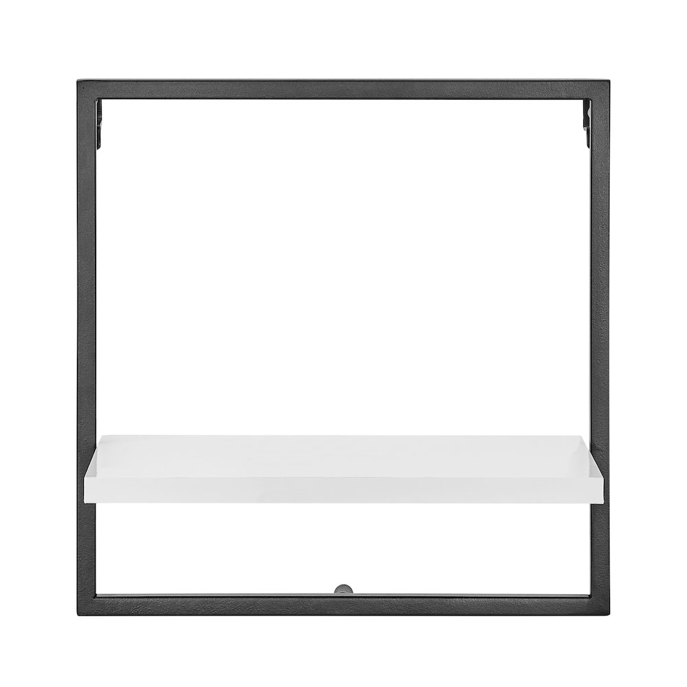 Framed Wall Art 4-Piece Modern Shelf Set - Black Metal Frame White MDF Shelves. Picture 13