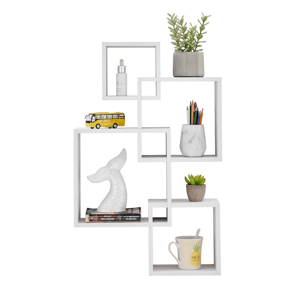Blocchetto Intersecting Cubes Wall Shelf - Horizontal/Vertical - White. Picture 11