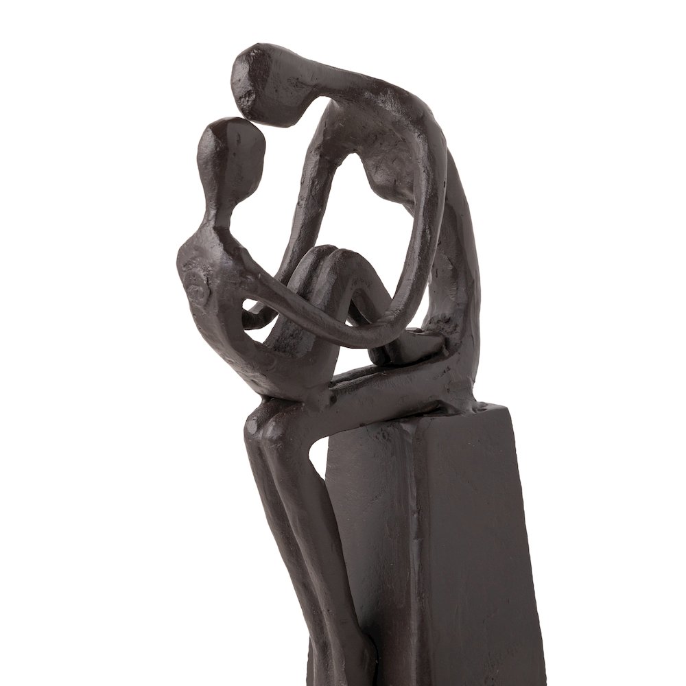 Mother and Child Tender Embrace Cast Iron Sculpture. Picture 7