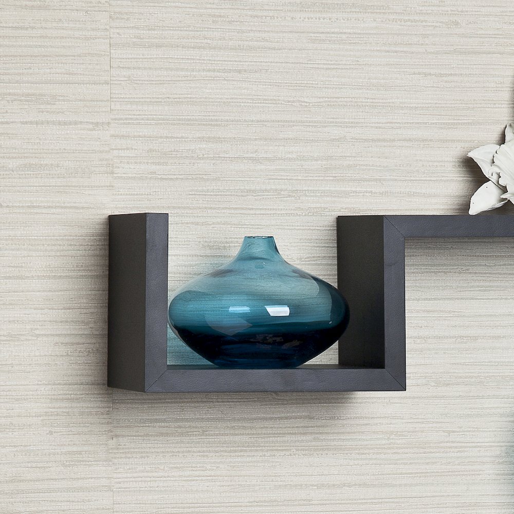 Black "S" Wall Mount Shelves (Set of 2). Picture 3