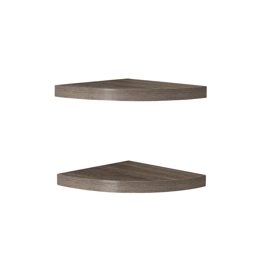 Rustic Weathered Oak Corner Radial Shelves (Set of 2). Picture 1