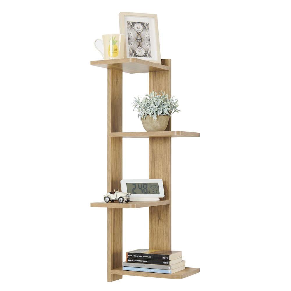 Alvar Corner 4-Tier Floating Ledge Column Wall Shelf - Chestnut. Picture 12