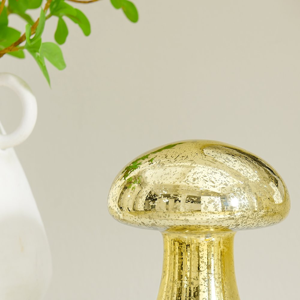 Alloya Mushroom Decorative Accent Tabletop Glass Sculpture Figure - Gold. Picture 5